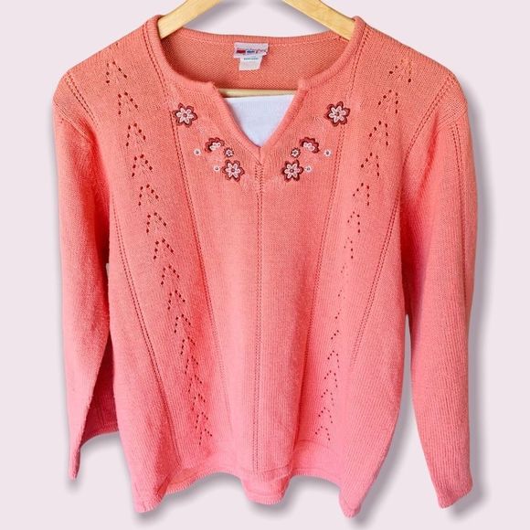 Sweaters - American Sweetheart pink floral embroidered knit sweater
